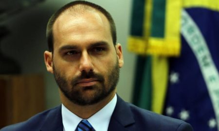 Eduardo Bolsonaro (PSL-SP) durante sessão da Comissão de Relações Exteriores e Defesa Nacional da Câmara, em novembro de 2019 Foto: Jorge William / Agência O Globo